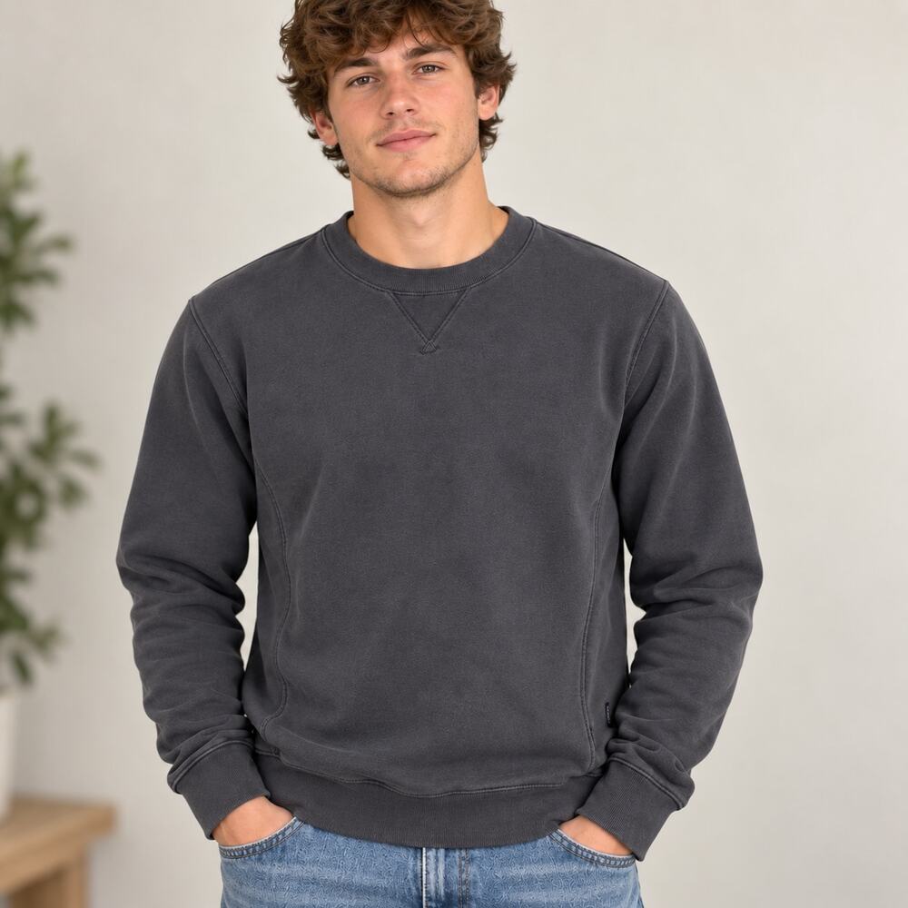 Men’s Hollister Charcoal Gray Crewneck Sweatshirt Size Small Relaxed Fit
